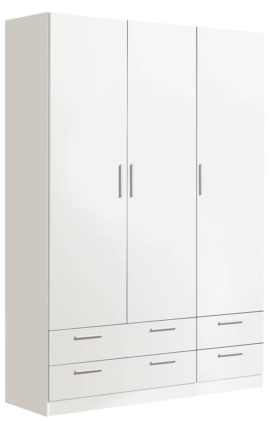 Armario alto color blanco, de 3 puertas  y 4 cajones